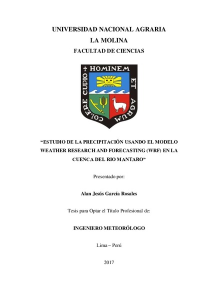 Estudio de la precipitación usando el modelo Weather Research and  Forecasting (WRF) en la cuenca del río Mantaro